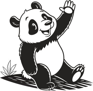 Cute panda waving hello