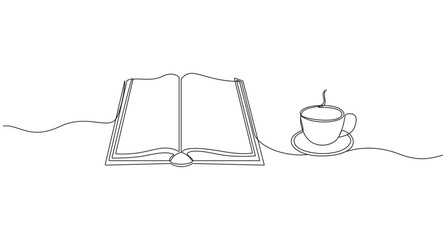 Book Continuous one line art drawing back to school concept,1