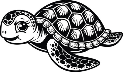 Cute sea turtle cartoon drawing