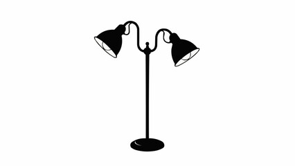 Silhouette of a classic two-headed floor lamp with adjustable shades.