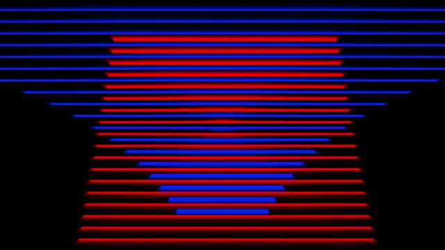 Abstract retro futuristic neon background with glowing blue and red perspective lines