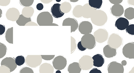 Abstract background of painted circles in neutral grey and blue tones with a textured brush effect and a central white text box.