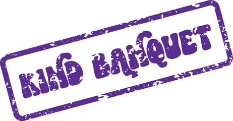 Grungy purple seal displaying Kind Banquet in a whimsical bubble letter font