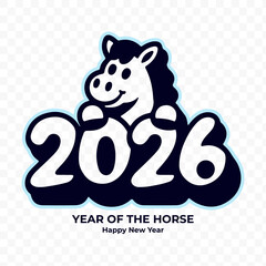 Happy New Year 2026 with Adorable Horse Character