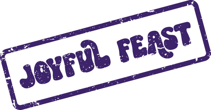 Vibrant purple textured stamp displaying Joyful Feast for celebratory culinary experiences