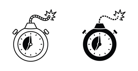 Time bomb with clock icon graphic design. Vector icon illustrations © No