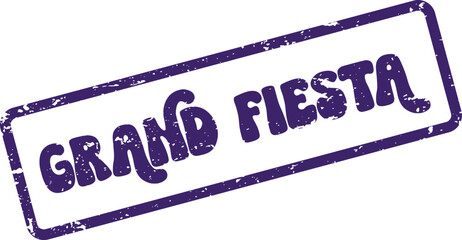 Festive Grand Fiesta celebration event mark in purple distressed stamp style