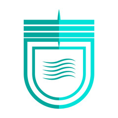 Modern Aqua Shield Logo with Wave Symbol