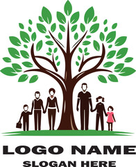 Fototapeta premium Family tree clipart logo icon vector white background .