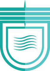 Modern Aqua Shield Logo with Wave Symbol