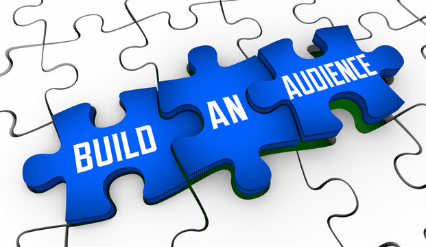 Build an Audience Puzzle Pieces Grow Fan Base Customers Increase Subscribers 3d Illustration - Powered by Adobe