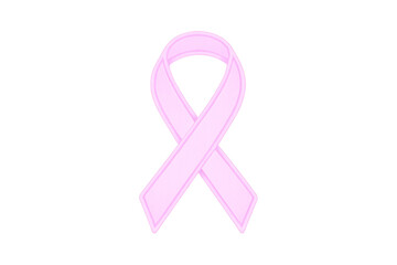 Pink ribbon glowing symbolizing breast cancer awareness, support, and hope for women's health on a transparent background