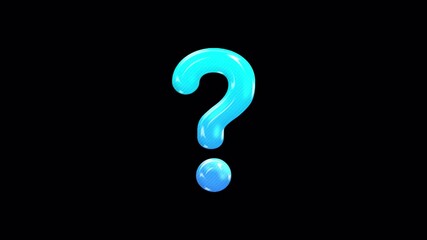 Shiny blue question mark on a transparent background. Suitable for digital design layouts, websites, educational materials, and social media posts.