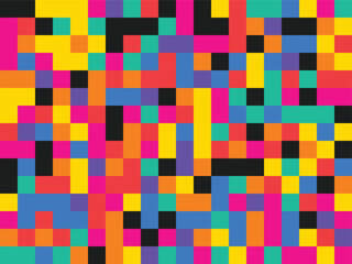 Seamless Abstract Pixel Mosaic Vector Pattern Background with Vibrant Retro Colors