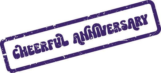 An upbeat purple Cheerful Anniversary decorative stamp perfect for celebrating cherished milestones and memories