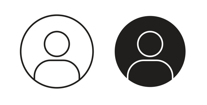 Profile icon in line design and solid black and white colors for designs