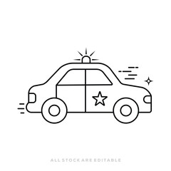 police car icon, car Vector, Patrol Car with Siren Light. vector illustration © design7star
