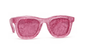 Pink watercolor drawing sunglasses with retro frame, fashion accessory for summer holidays, transparent background