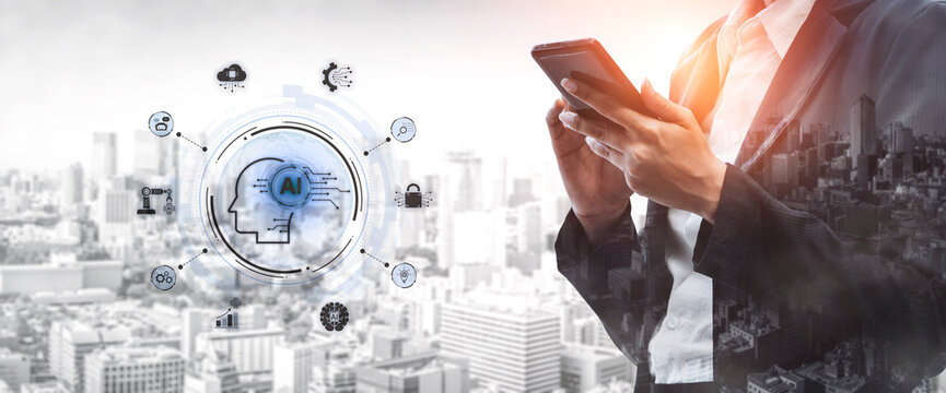 A concept of a global AI ecosystem centered on digital intelligence. Network integrates diverse applications like industrial automation, cloud computing, and fintech for worldwide innovation. Fermion - Powered by Adobe