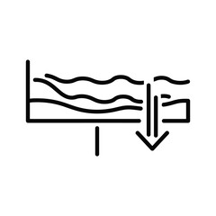 Water outflow icon with liquid discharge, environmental process