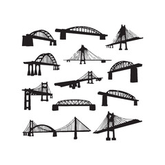 Bridge Silhouettes Collection, Bridge Silhouette, Architecture Vector, City Landmar