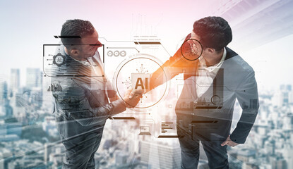 AI interface showing how artificial intelligence powers systems. AI Artificial intelligence transforms data, enables automation, and AI artificial intelligence drives innovation. Vouch