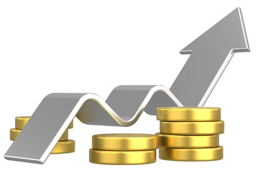 Growth graph, Growth chart. 3D illustration.