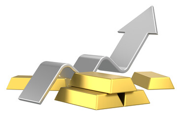 Gold bars. Gold bullion. Gold ingot. 3D illustration.