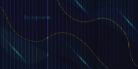 Abstract modern blue wave vector background Dark blue luxury premium background with shining gold line waves, suitable for banners, wallpapers, brochures and posters. Vector illustration