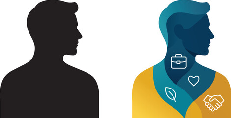 Modern business man silhouette logo for corporate identity