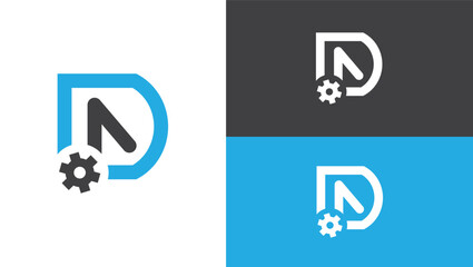 DA Letter Logo, gear icon technology logo