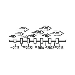 Dynamic Timeline with Progress Arrows and Non-Sequential Historical Markers
