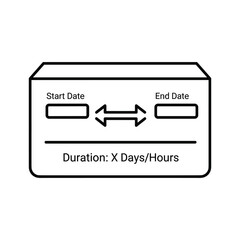Start and End Date Duration Calculation Outline Icon