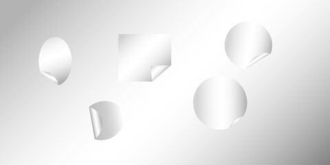 Set of metal labels badges and stickers. blank paper labels, vector stickers. Blank Sticker Design For Mockup Template. Blank sticky notes in various shapes. Set paper stickers isolated on white bg 

