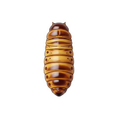 Stylized illustration of a segmented insect pupa