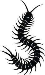 Large Collection of Eleven Diverse Vector Silhouettes, Featuring Horses, Stylized Floral Designs, Abstract Graphics, Elderly Man with Cane, and Centipedes, Black and Blue Set.