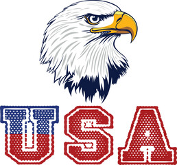 Eagle head with USA text flag design	