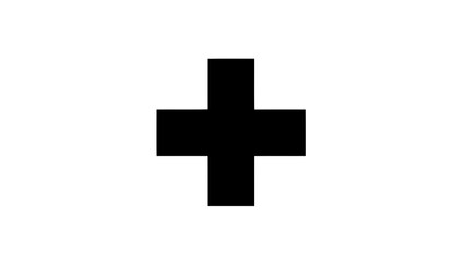 Fototapeta premium Black cross vector icon isolated on white background with sharp studio lighting