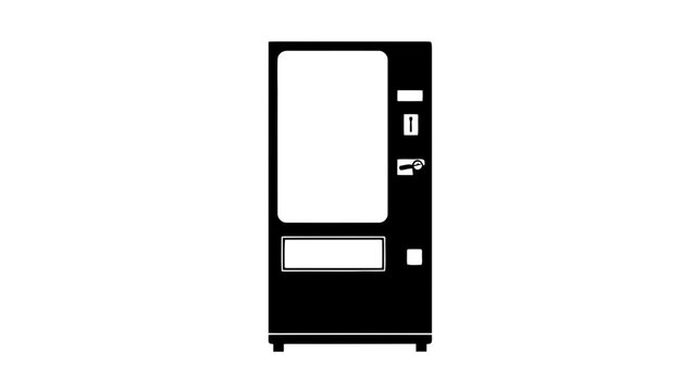 Black vending machine silhouette isolated on white background