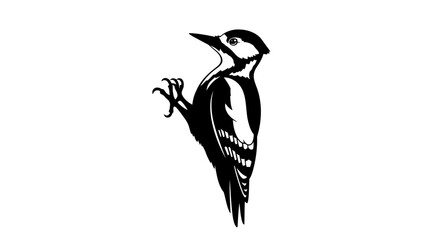 Fototapeta premium Black woodpecker silhouette isolated on white background