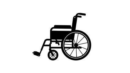 Fototapeta premium Single black wheelchair silhouette isolated on white background