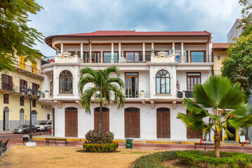 Old buildings in the historic old town of Panama City, Panama