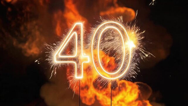 sparkling 40 explosion fire burning effect background