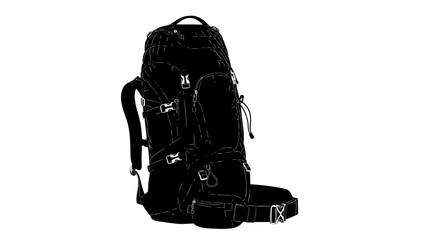 Naklejka premium Black backpack silhouette isolated on white background