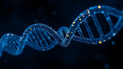 Dark DNA strands glowing under artificial light, revealing intricate hidden patterns.