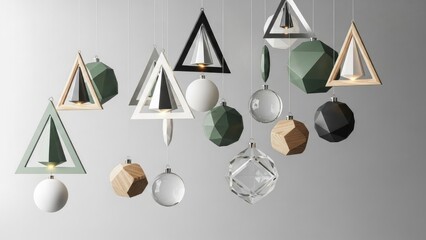 Modern Geometric Christmas Ornaments Display with Elegant Minimalist Design