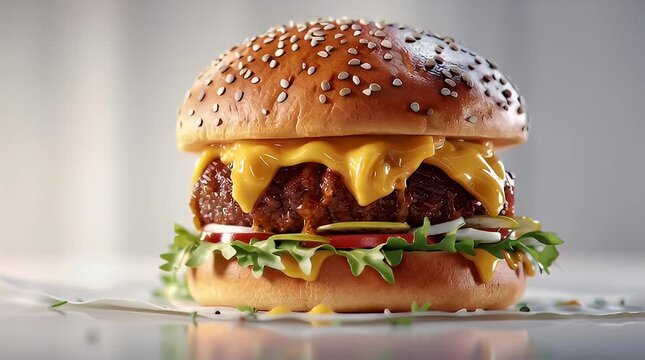 Delicious cheeseburger close up culinary delight and food photography