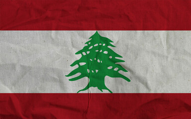 Lebanon National Flag With Green Cedar Tree Between Red Stripes, Symbol Of National Identity