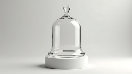 Premium Glass Cloche Bell Jar Mockup with Pedestal Base, High-Detail Transparency, Soft Reflections and Clean Minimal Background for Presentation