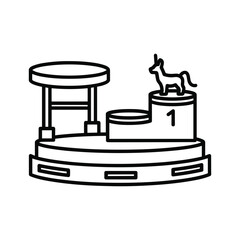 Unicorn trophy on winner's stand first place icon